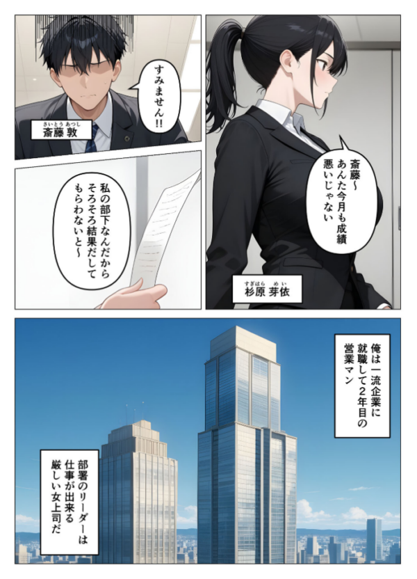 エロ漫画:気が強いOLの爆乳女上司を寝取った話 モザイク版 hitomi サンプル画像