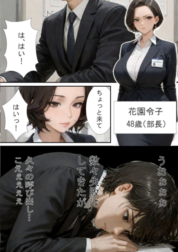 エロ漫画:仕事で失敗ばかりの俺が人妻上司(48)と残業したら濡れ濡れセックス始まった話 モザイク版 hitomi サンプル画像
