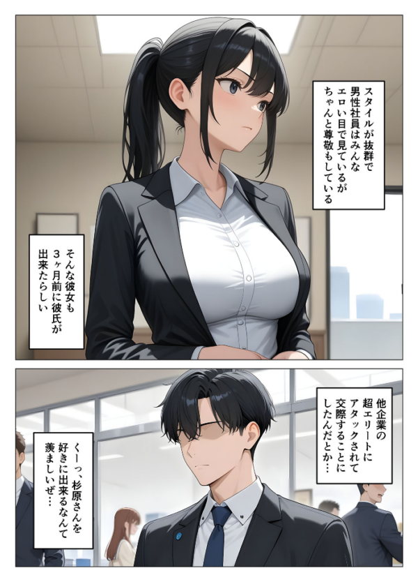 エロ漫画:気が強いOLの爆乳女上司を寝取った話 モザイク版 hitomi サンプル画像