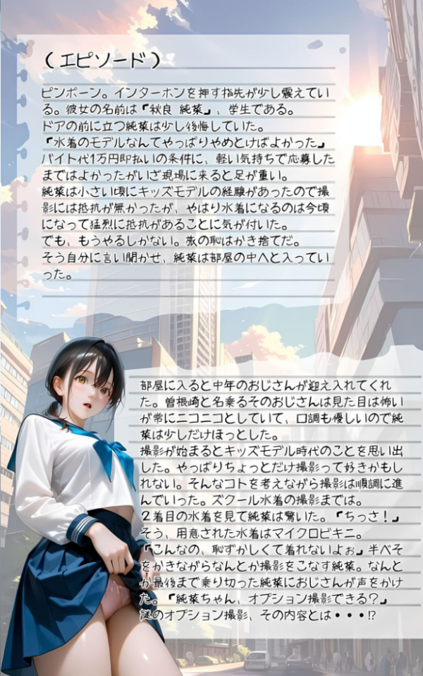 エロ漫画：水着撮影会のはずが、いつのまにかおぢさんち〇ぽに沼る話1 モザイク版   hitomi サンプル画像