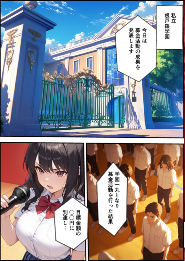 エロ漫画:上級国民に支配された学園生徒会長が学園を守るため処女喪失ショーを行う話 モザイク版 hitomi サンプル画像