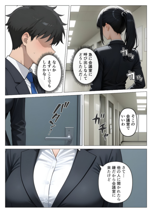 エロ漫画:気が強いOLの爆乳女上司を寝取った話 モザイク版 hitomi サンプル画像