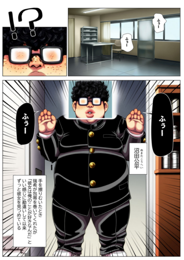 エロ漫画:保健室の先生 治療と言われキモオタチ●ポで発情交尾 モザイク版 hitomi サンプル画像