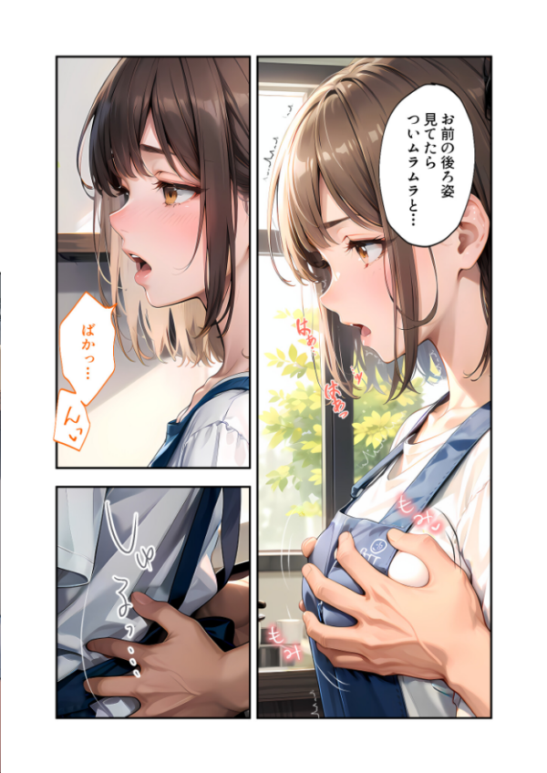 エロ漫画:いちゃLOVE純情ベッドルーム 〜昼下がりのキッチン、恋人になった幼馴染と過ごす甘い日常〜 モザイク版 hitomi サンプル画像