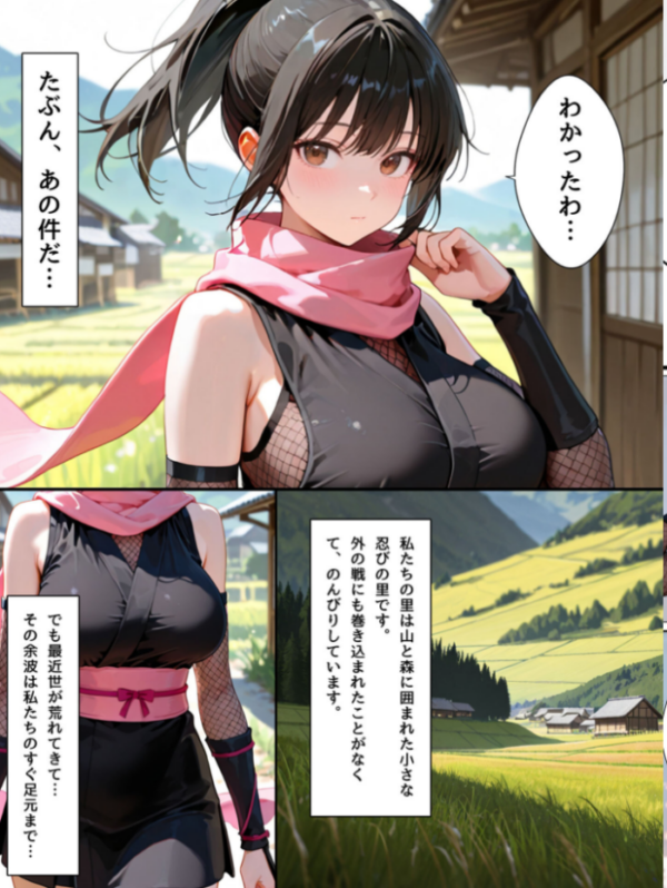 エロ漫画:隙だらけな爆乳くの一潜入任務 モザイク版 hitomi サンプル画像