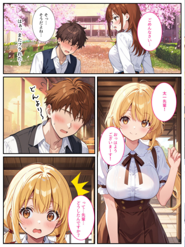 エロ漫画:落ち込んでるオレに爆乳の後輩女子が処女をくれました! モザイク版 hitomi サンプル画像
