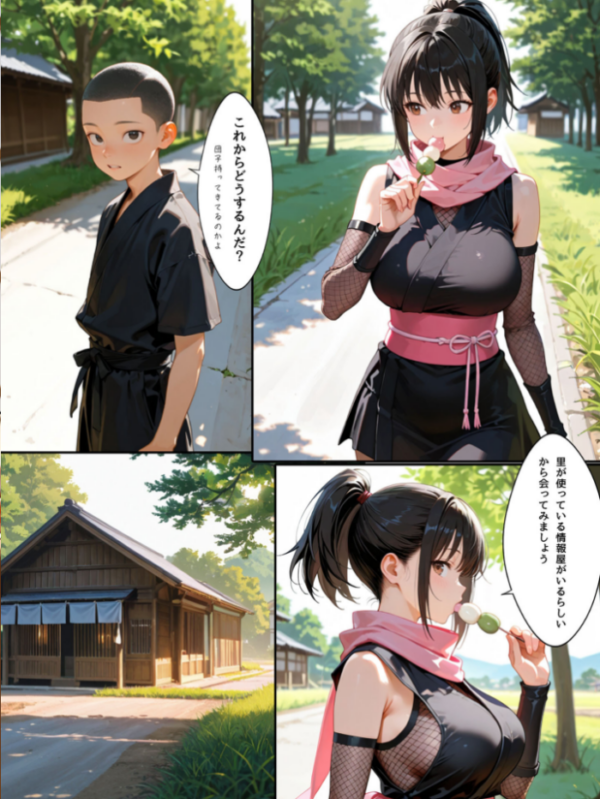 エロ漫画:隙だらけな爆乳くの一潜入任務 モザイク版 hitomi サンプル画像