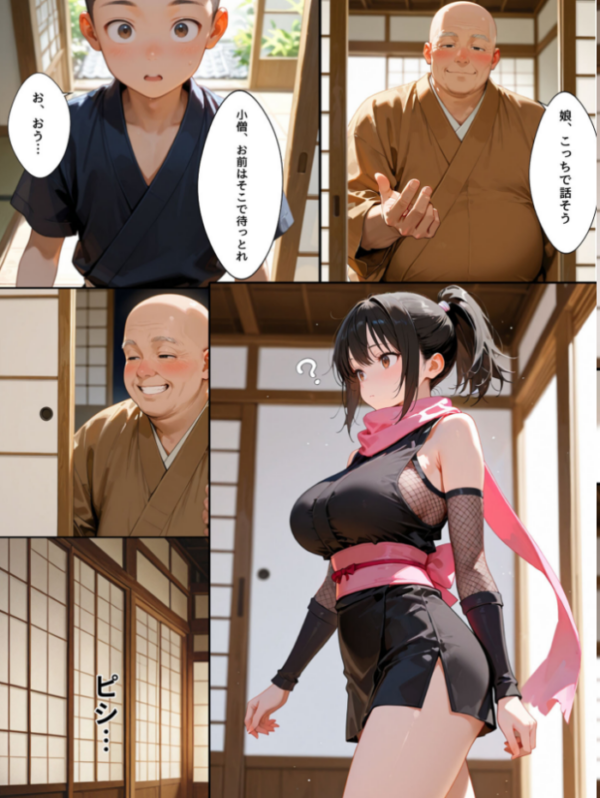 エロ漫画:隙だらけな爆乳くの一潜入任務 モザイク版 hitomi サンプル画像