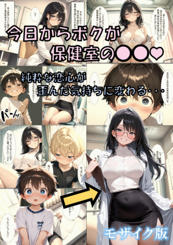 エロ漫画:今日からボクが保健室の●●(ハート) 〜純粋な恋心が歪んだ気持ちに変わる…〜 モザイク版 hitomi サンプル画像