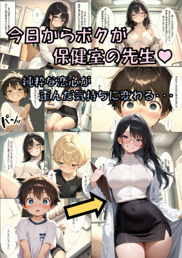 エロ漫画:今日からボクが保健室の●●(ハート) 〜純粋な恋心が歪んだ気持ちに変わる…〜 モザイク版 hitomi サンプル画像