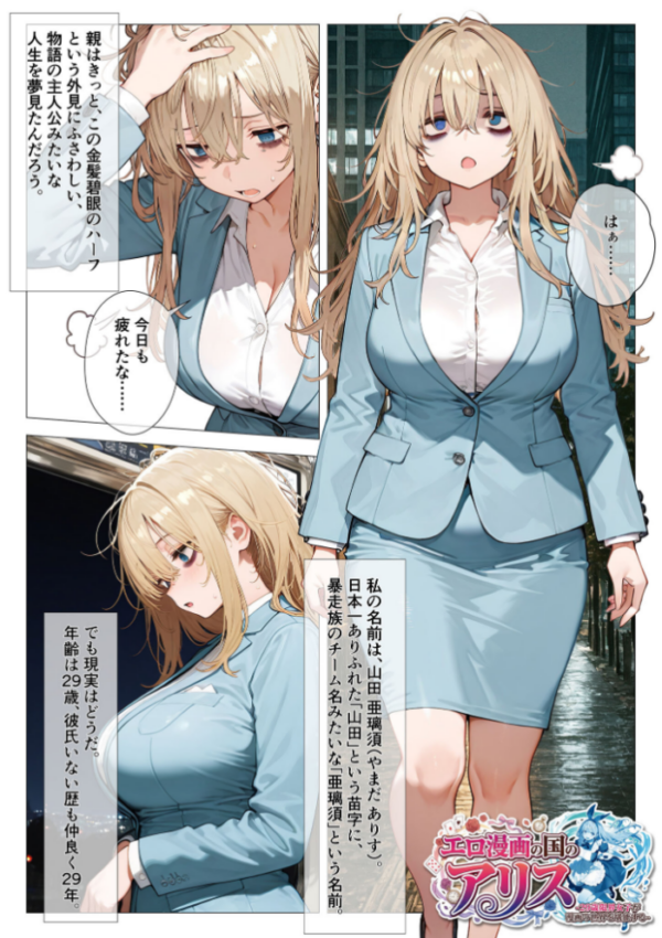 エロ漫画:エロ漫画の国のアリス -29歳限界女子が漫画の世界を堪能する- モザイク版 hitomi サンプル画像