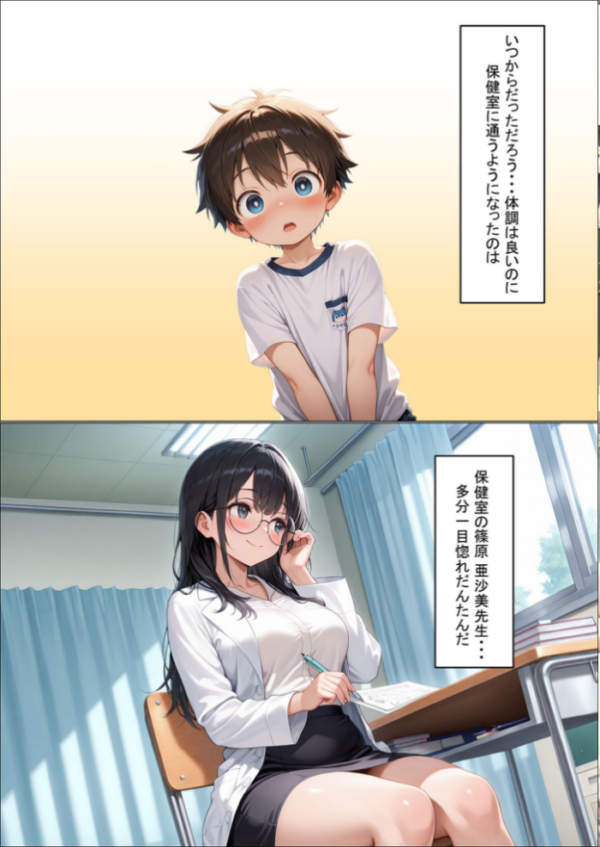 エロ漫画:今日からボクが保健室の●●(ハート) 〜純粋な恋心が歪んだ気持ちに変わる…〜 モザイク版 hitomi サンプル画像