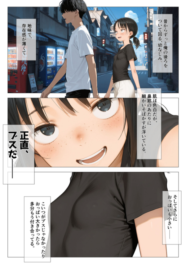 エロ漫画:ちいぶす-おっぱい小さくてブスだけどいつでもヤレる幼馴染- モザイク版 hitomi サンプル画像