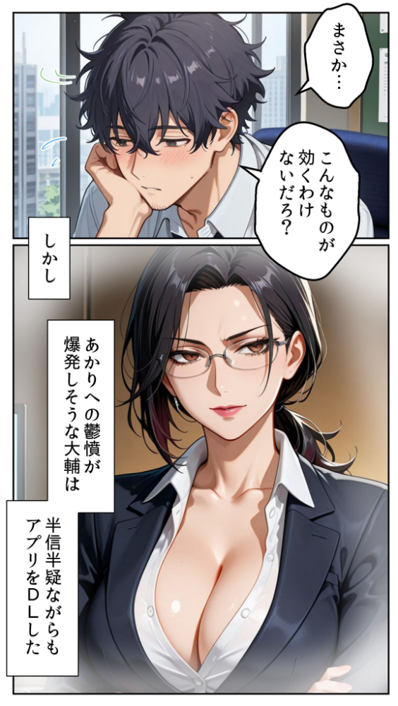 エロ漫画:●●アプリと人妻お局の淫らな堕落 〜社内一のエロい女を思いのままに〜 モザイク版 hitomi サンプル画像