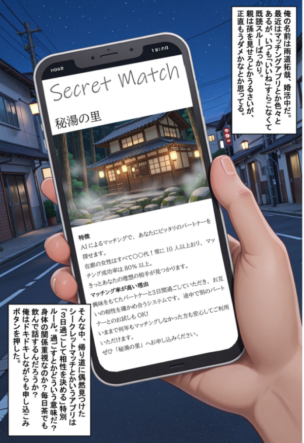 エロ漫画:秘湯deマッチング 非モテの俺に訪れた征服人生 モザイク版 hitomi サンプル画像