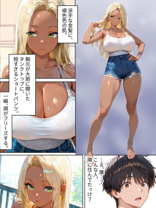 エロ漫画:隣の黒ギャル人妻は、寂しがり屋だった。 モザイク版 hitomi サンプル画像