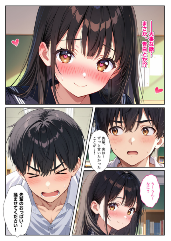 エロ漫画:文芸部の先輩(爆乳)におっぱい揉ませてと土下座でお願いしたら… モザイク版 hitomi サンプル画像